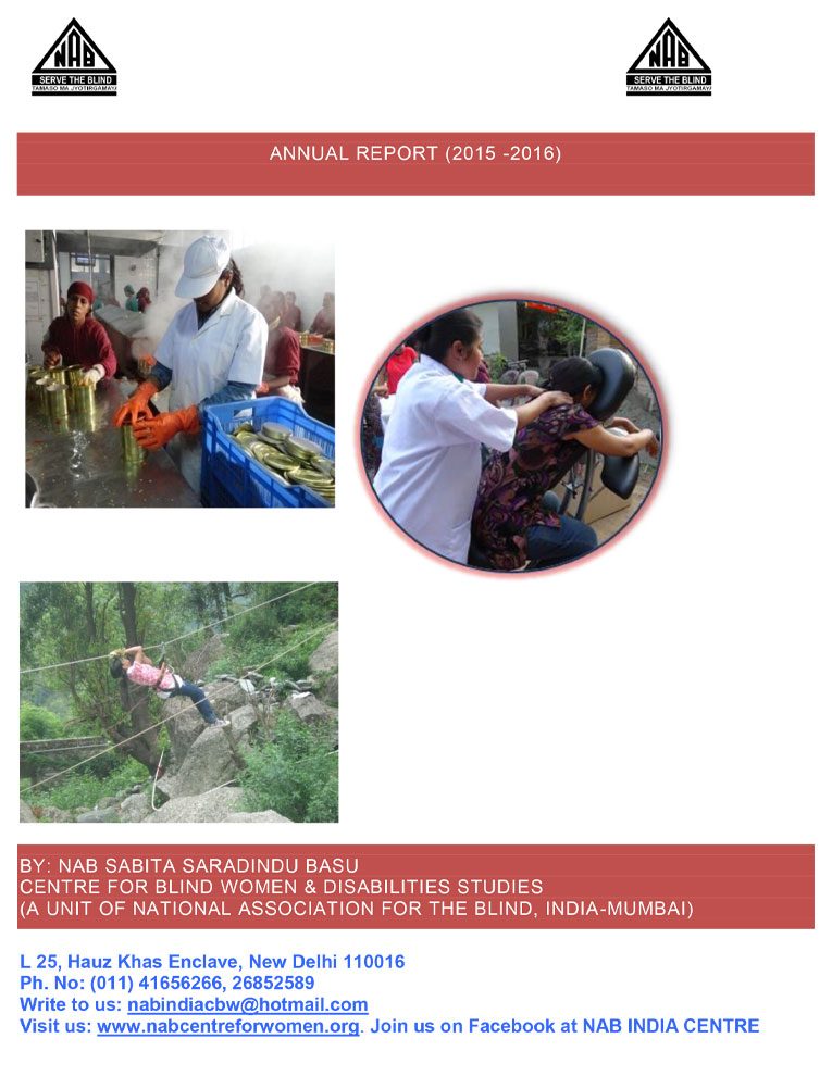 Front Page of Annual Report 2015-2016