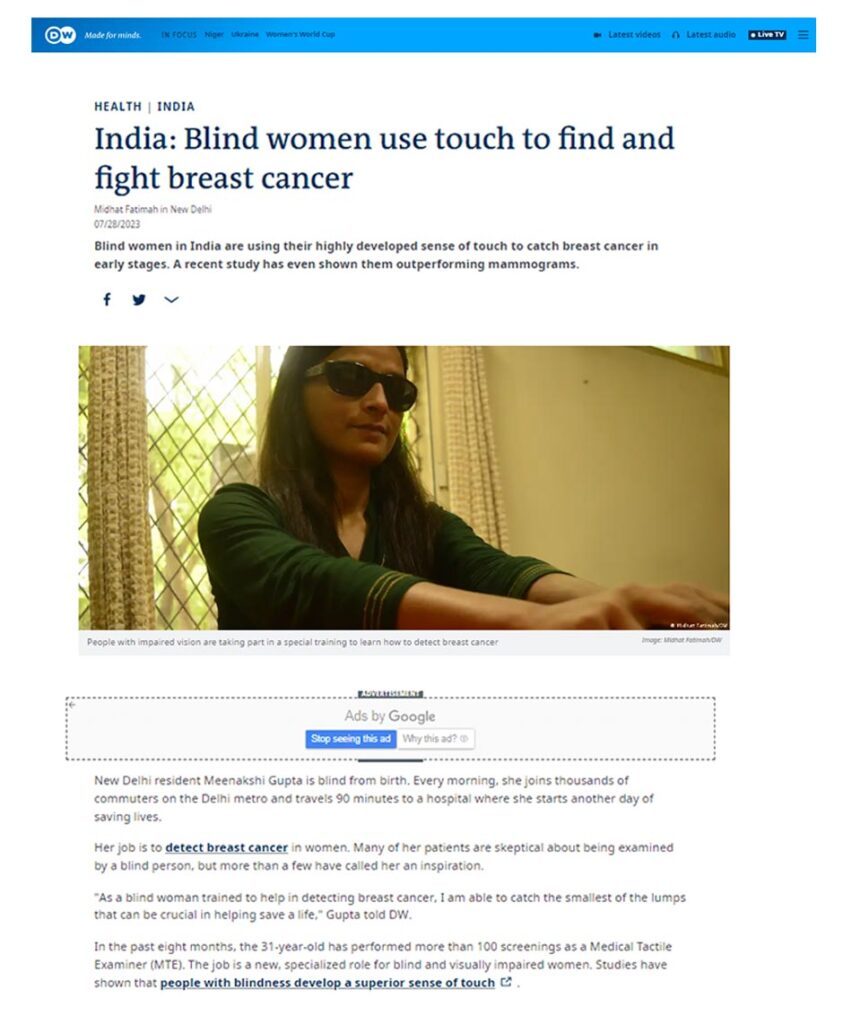 India: Blind women use touch to find and fight breast cancer