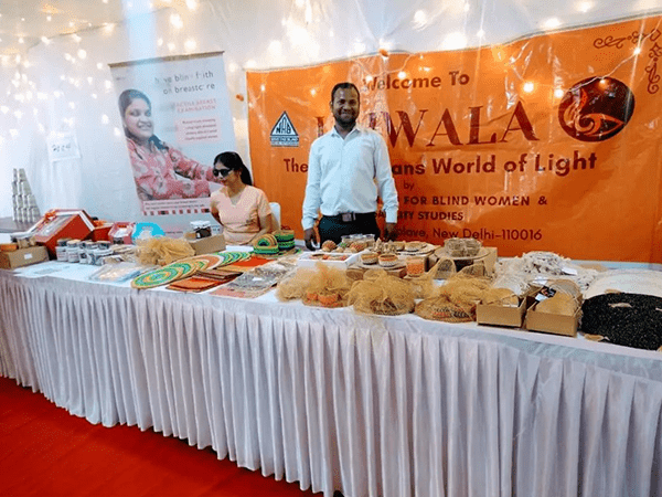 The stall for ujjwala handicraft made by blind poeple